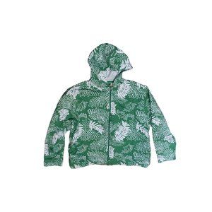 Palm Grove women’s Size PXL Green White Zipper Jacket Leaf pattern